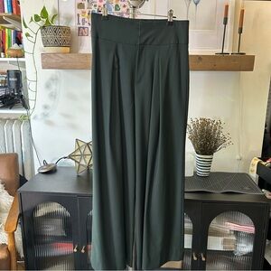 Zara High Waist Pleat Wide Leg Pants Green small